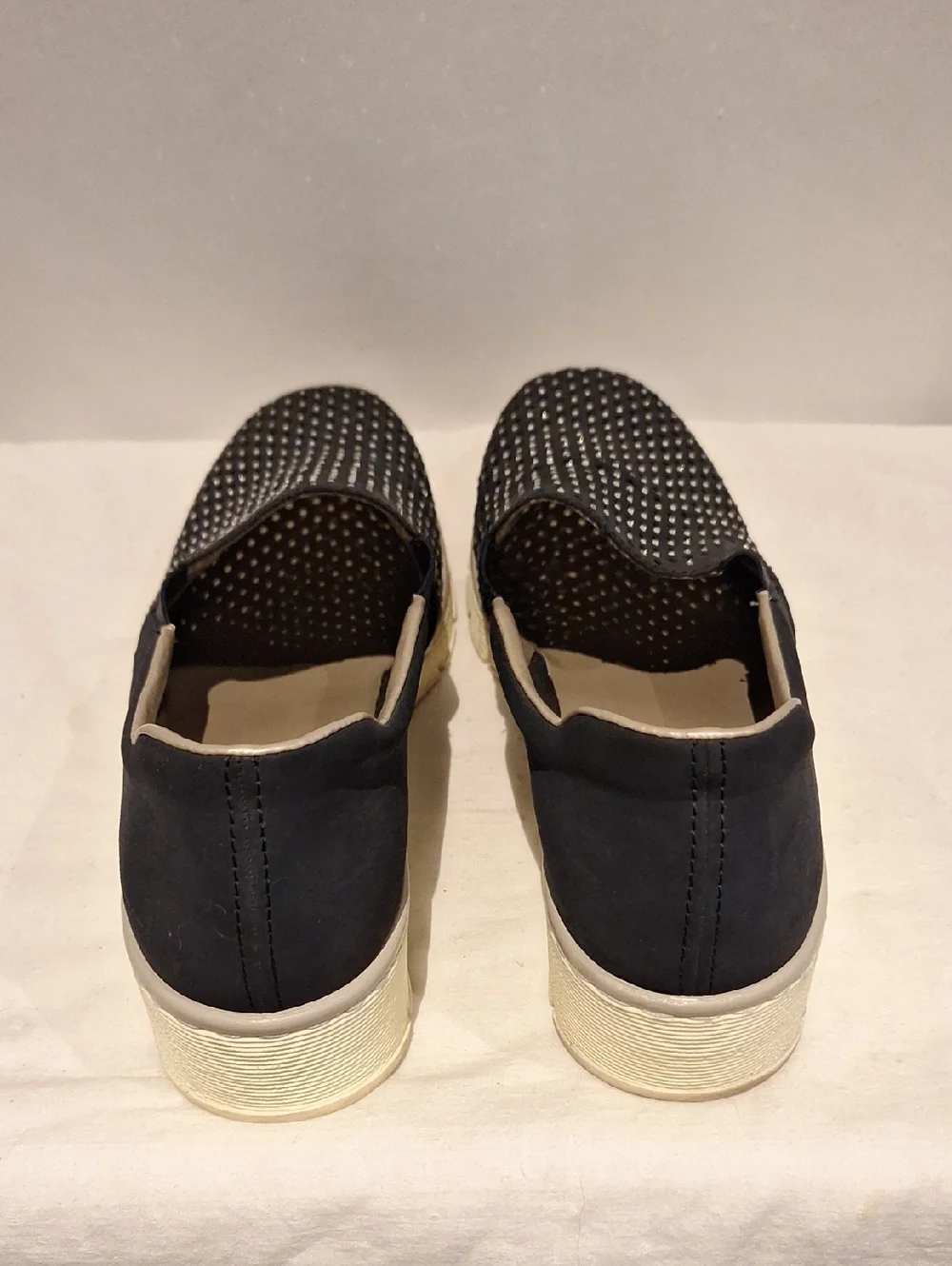 Rieker Blue Slip-On Perforated Rhinestone Flats Size 42